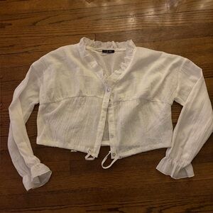 Papermoon White Button-Up Ruffle Blouse